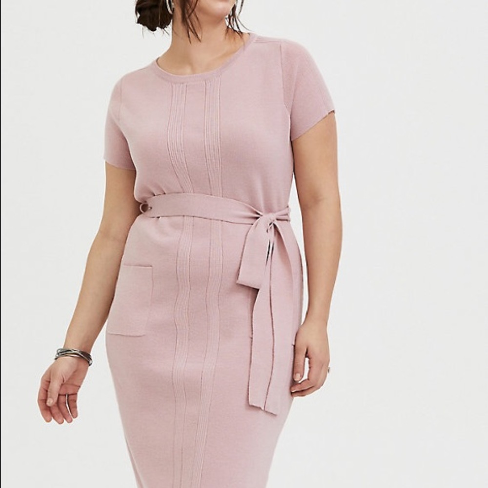 Light pink sweater dress from Torrid.